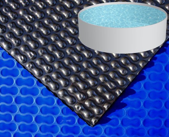 Luftkammersolarplane Geobubble, rund, blau / schwarz, 400µm